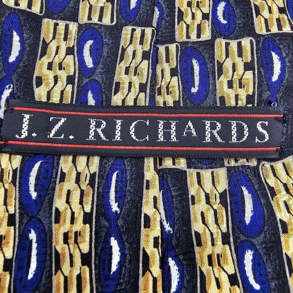 Mens Necktie JZ Richards Classic Designer 100% Silk Gold 59 By 4 Inch Vintage - Picture 5 of 6